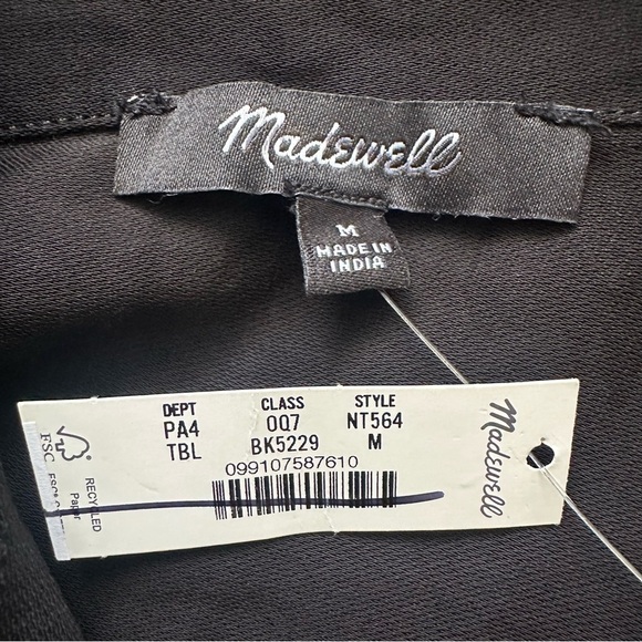 Madewell Dress Utility Button-Front Mini Linen Blend True Black M NWT New - Picture 8 of 12